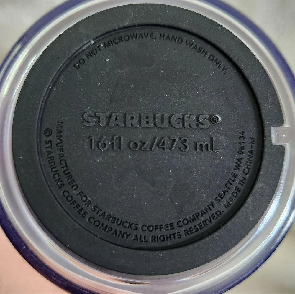 Starbucks Plastic Clear White Green Logo Travel Tumbler Mug 16 Oz